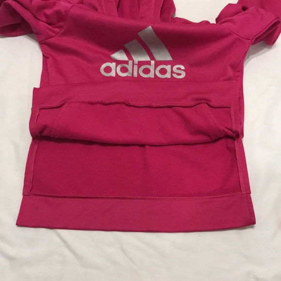 Girls Pink Adidas Pullover Hoodie.  Size M (10-12). - Picture 5 of 10
